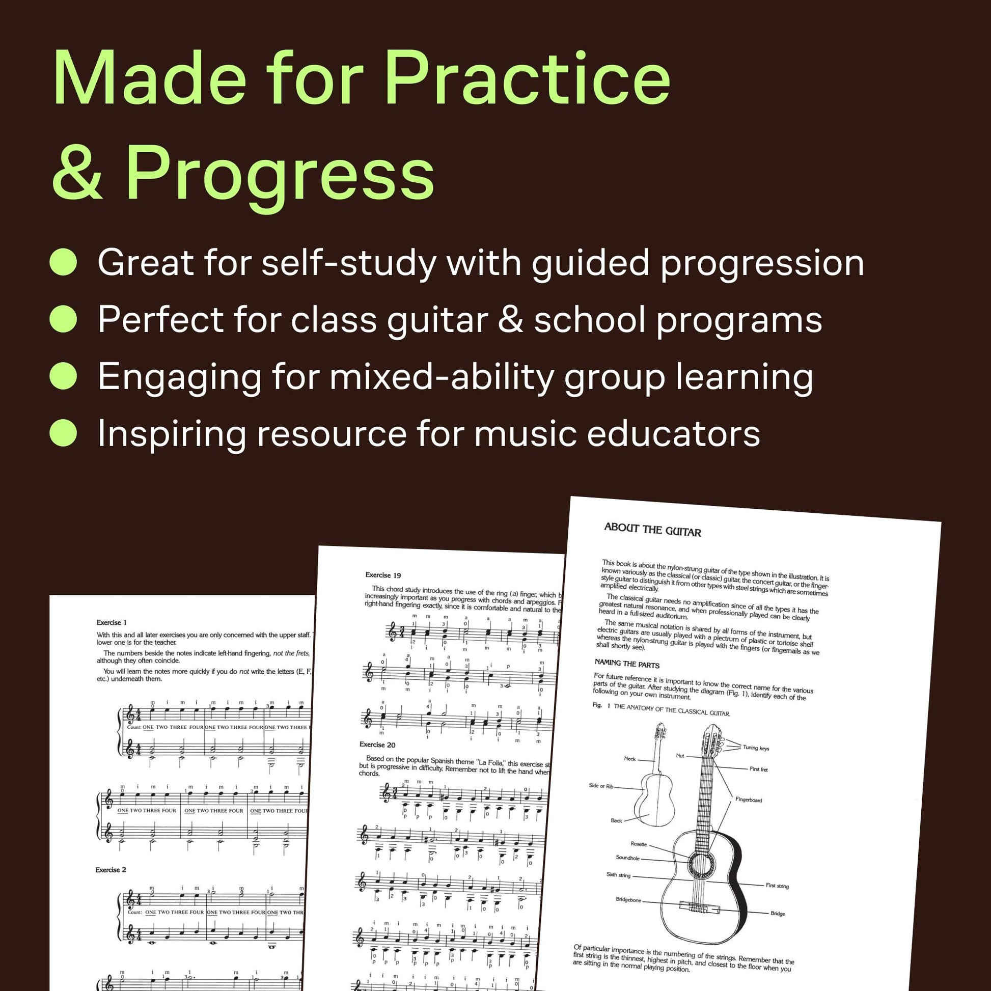 First Book for the Guitar Part 1  Classical Guitar Method for Beginners  Step-by-Step Guitar Technique with Solo and Duet Exercises  Frederick Noad Instructional Book  Hal Leonard Series