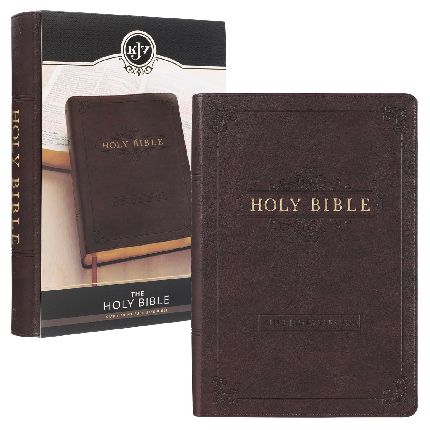 KJV Holy Bible, Giant Print Full-size Faux Leather Red Letter Edition - Thumb Index & Ribbon Marker, King James Version, Espresso Brown (KJV Full Size GP Editions)