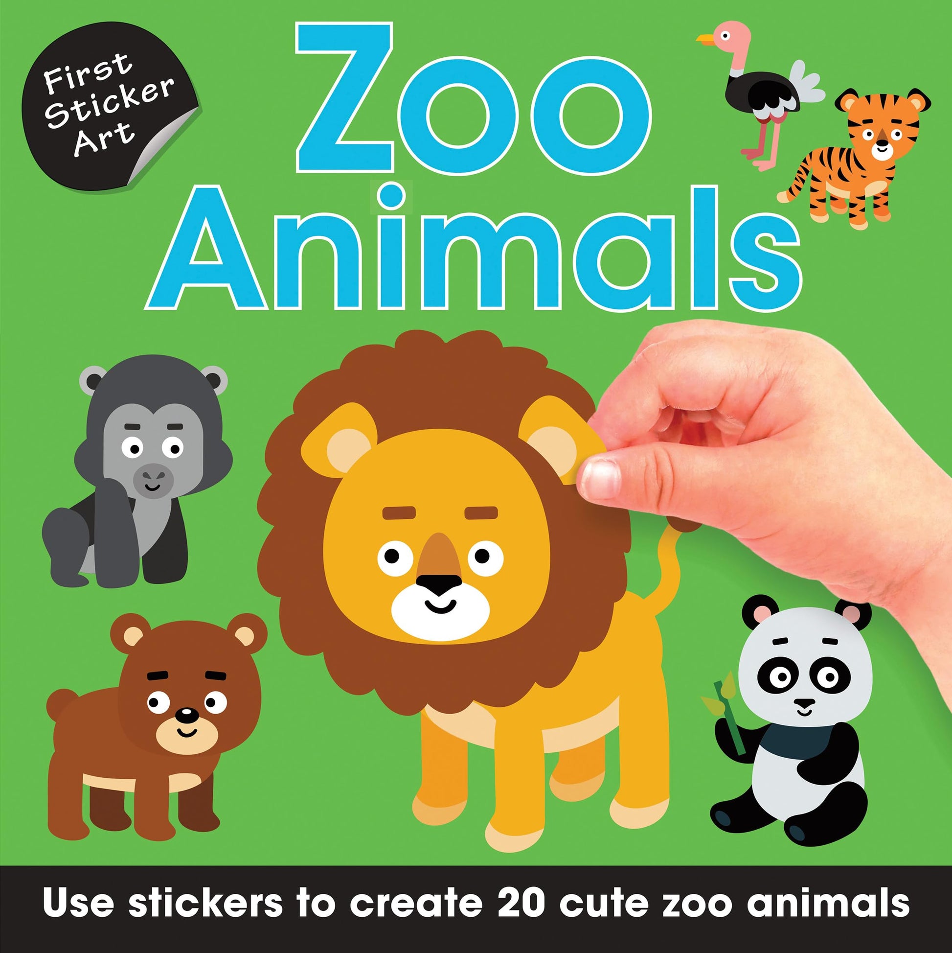 First Sticker Art: Zoo Animals: Color By Stickers for Kids, Make 20 Animal Pictures! (Independent Activity Book, Perfect Easter Basket Stuffer and Gift for Ages 3+)