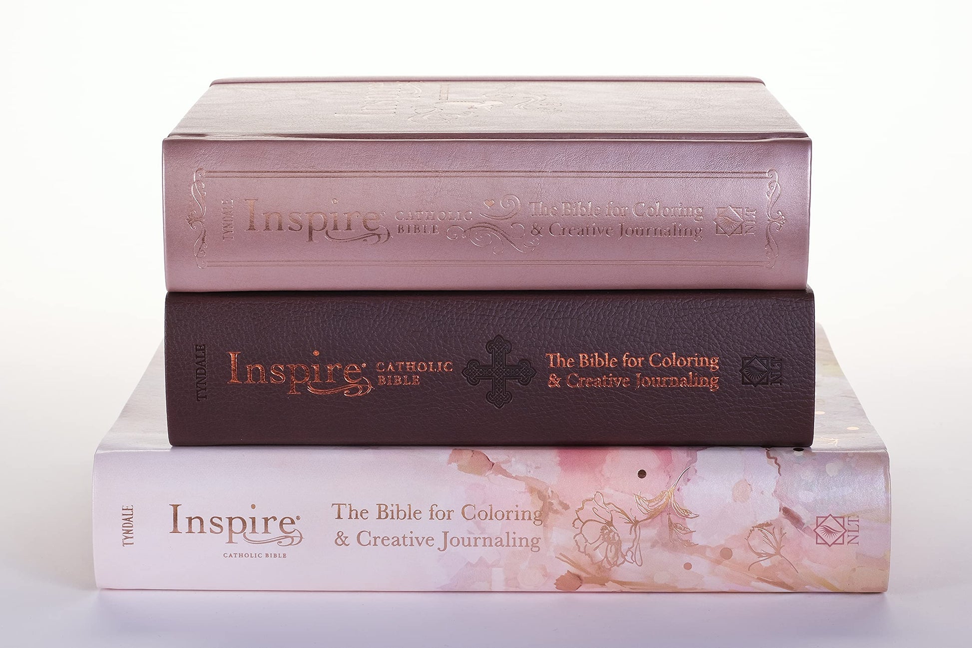 Inspire Catholic Bible NLT (LeatherLike, Dark Brown): The Bible for Coloring & Creative Journaling