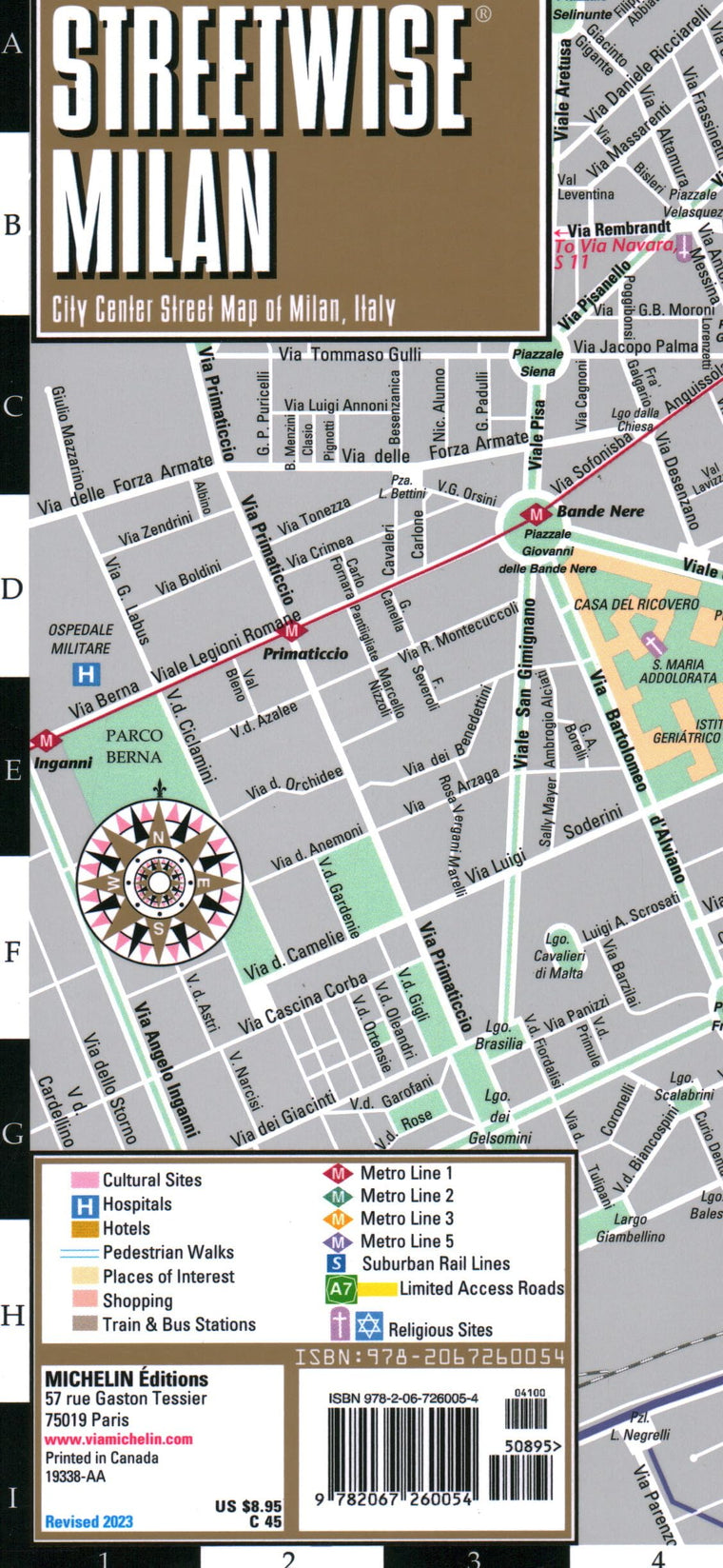 Streetwise Milan Map: Laminated City Center Street Map of Milan, Italy (Michelin Streetwise Maps)