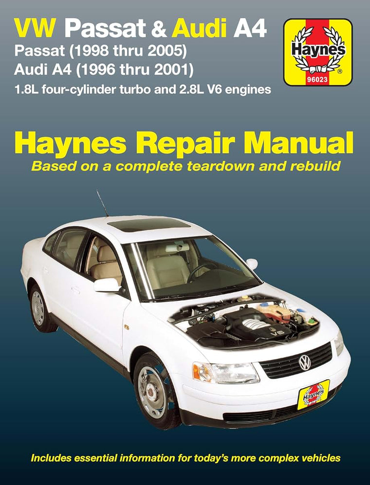Haynes VW Passat (1998 thru 2005) & Audi A4 (1996 thru 2001) 1.8L 4-Cylinder Turbo and 2.8L V6 Engines Repair Manual (Haynes Repair Manuals)