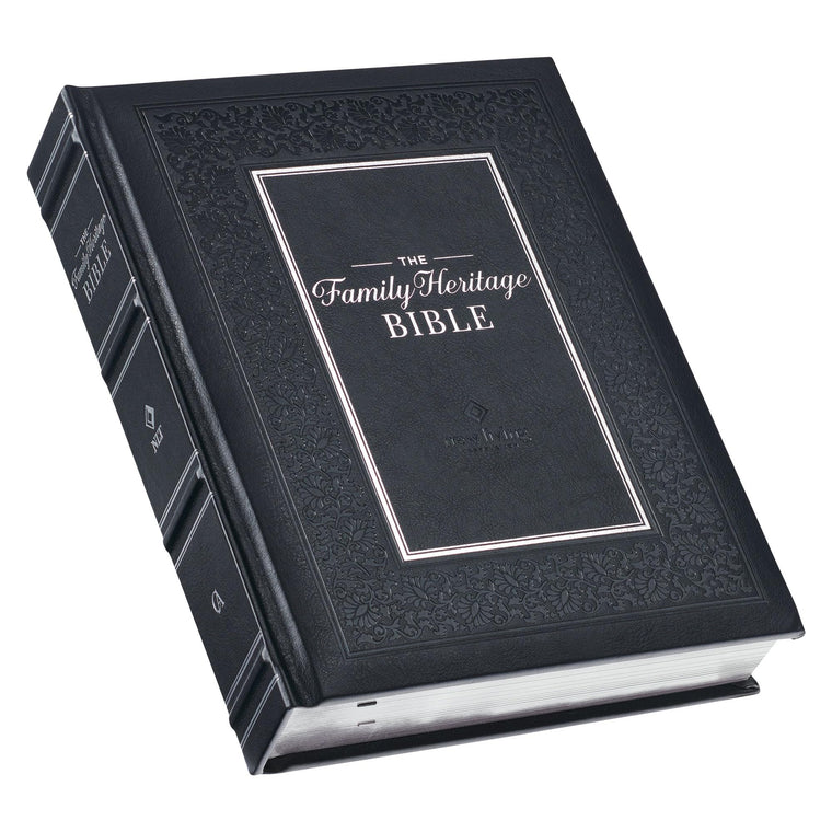 NLT Family Heritage Bible, Large Print Family Heirloom Devotional Bible for Study, New Living Translation Holy Bible Vegan Leather Hardcover, ... Content, Black (NLT Family Heritage Editions)