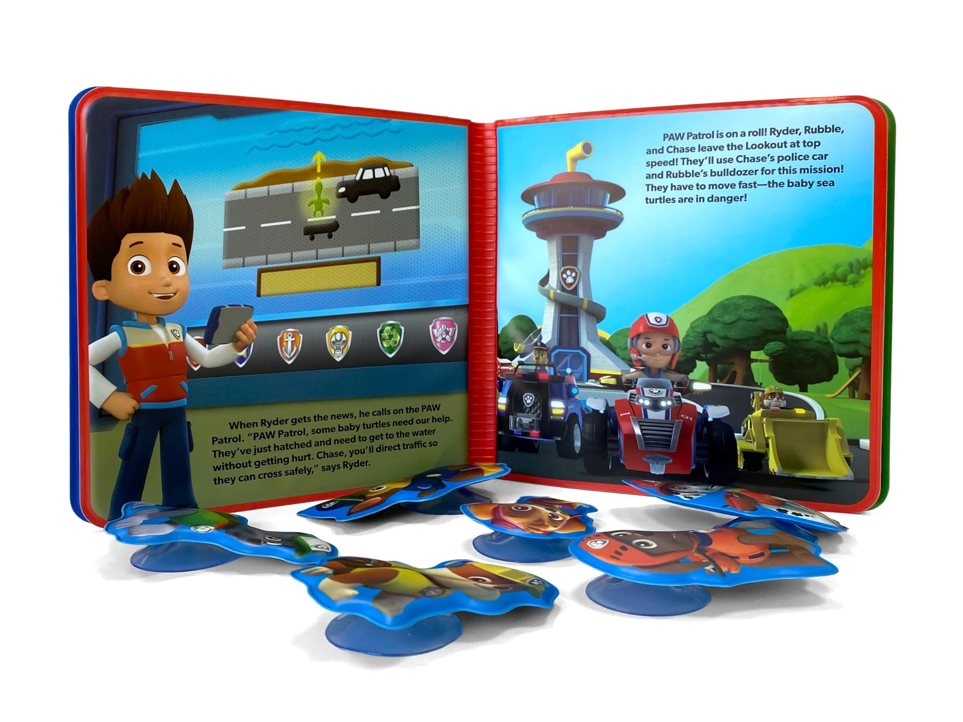 Paw Patrol The Pups Save the Sea Turtles Bath Time Books - Activity Books for kids, Bath book, 6 Padded suction cups, 1 Mesh bag