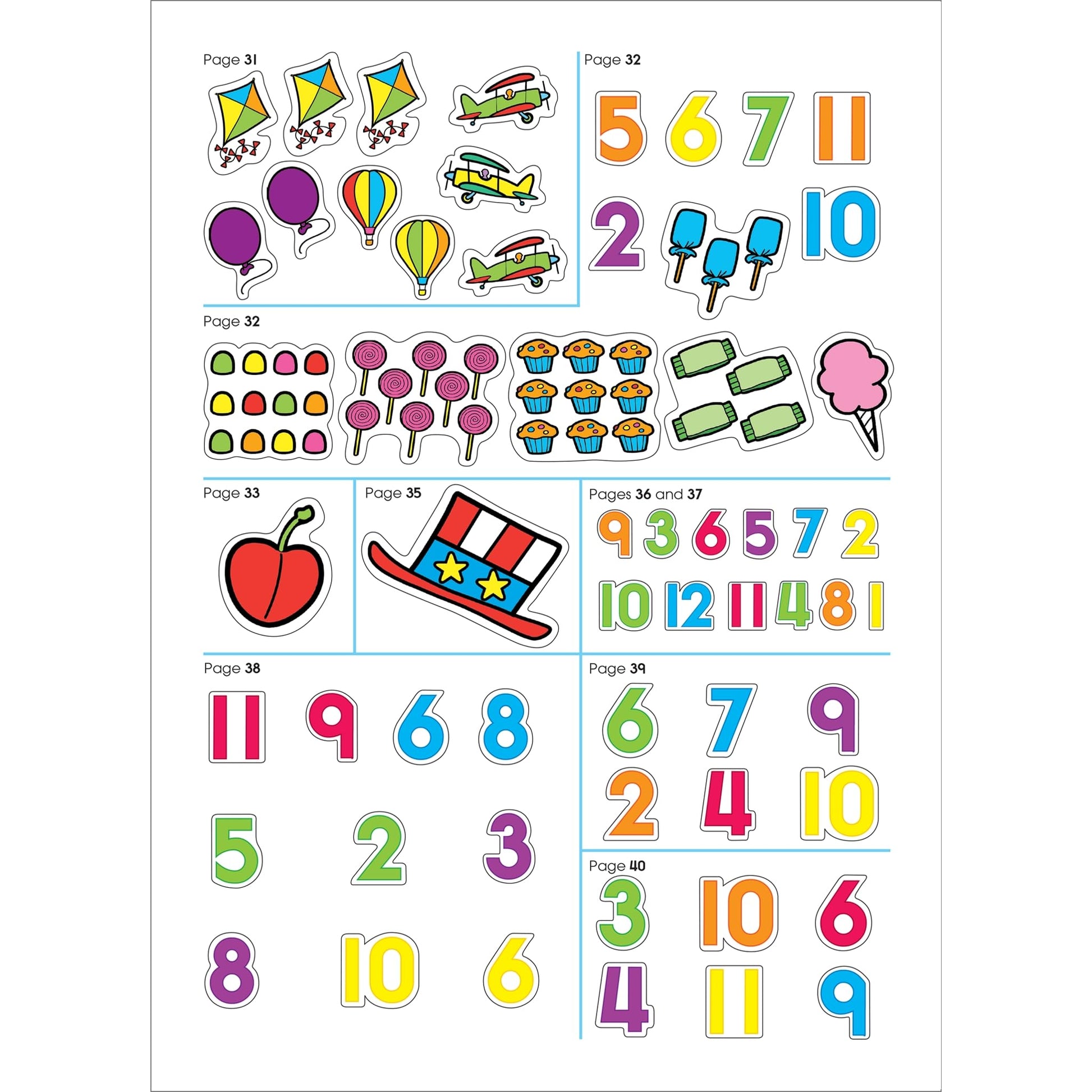 School Zone - Math Stickers Workbook - 64 Pages, Ages 3 to 6, Preschool to Kindergarten, 426 Stickers, Counting, Numbers 1-12, Telling Time, and More (School Zone Stuck on Learning Book Series)