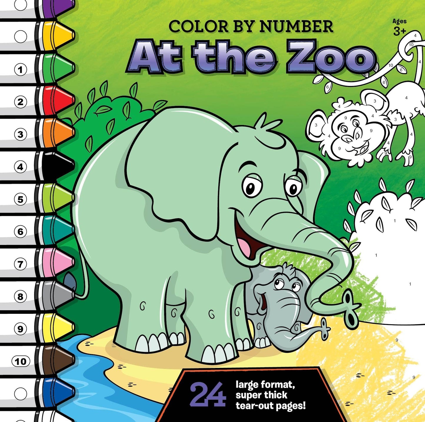 Color by Number: At the Zoo - Coloring Books for Kids 4-6 Years, Old Super Thick Pages, Tear-Out for Display
