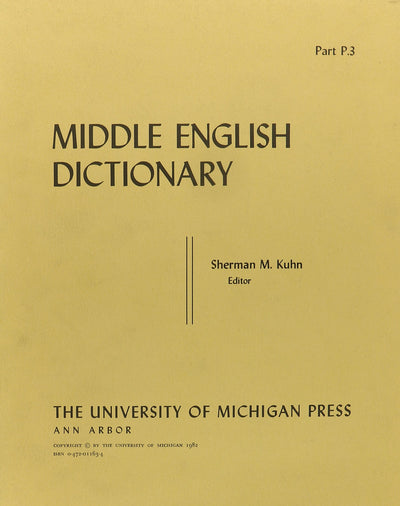 Middle English Dictionary (Volume P.3)