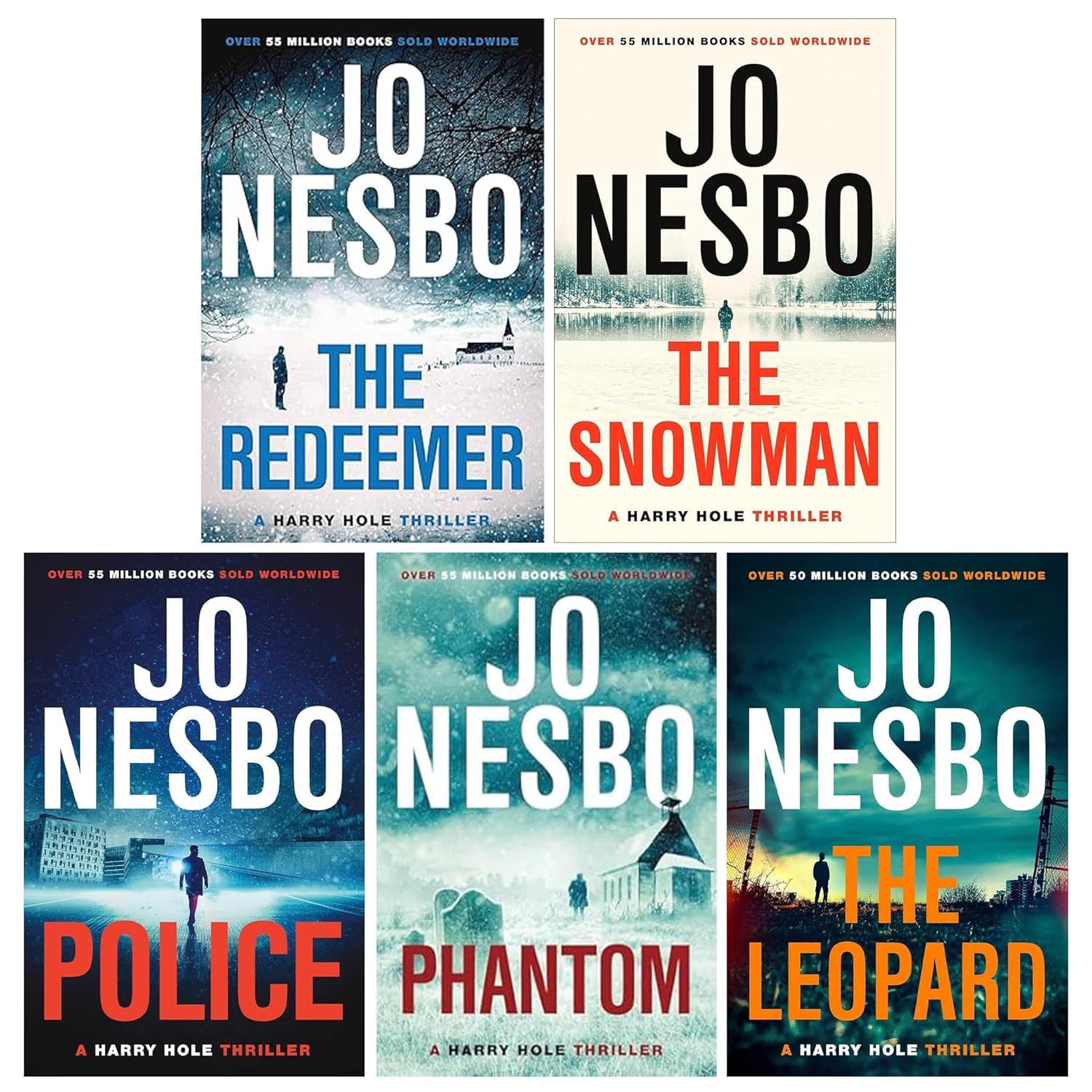 Harry Hole Series (6-10) Collection 5 Books Set By Jo Nesbo (The Redeemer, The Snowman, The Leopard, Phantom & Police)