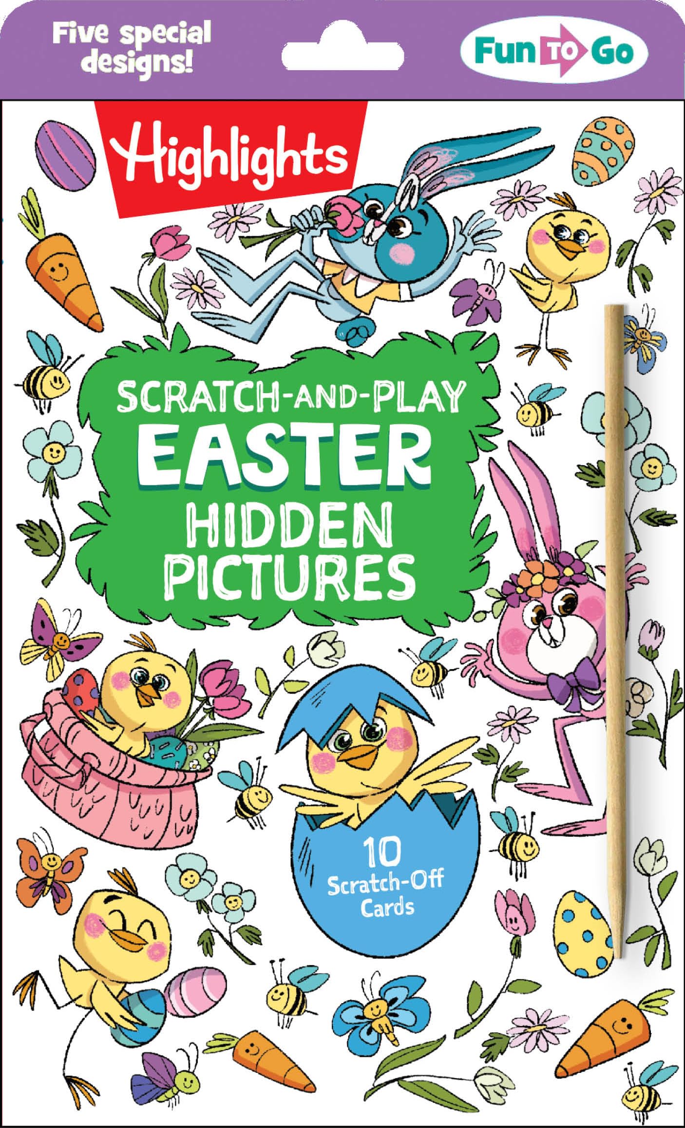 Scratch-and-Play Easter Hidden Pictures: Easter Scratch Art Activity, 10 Easter Cards for Family Fun On the Go with Hidden Pictures Puzzles and ... Messages for Kids 6-9 (Highlights Fun to Go)
