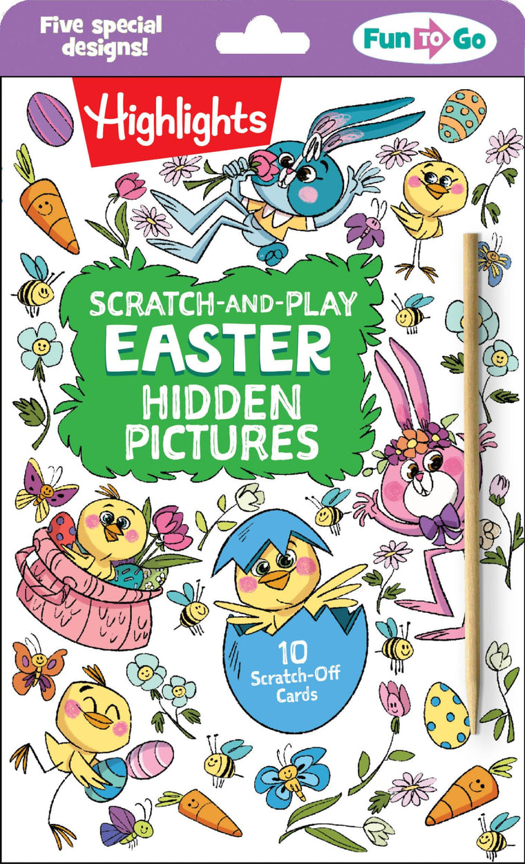Scratch-and-Play Easter Hidden Pictures: Easter Scratch Art Activity, 10 Easter Cards for Family Fun On the Go with Hidden Pictures Puzzles and ... Messages for Kids 6-9 (Highlights Fun to Go)