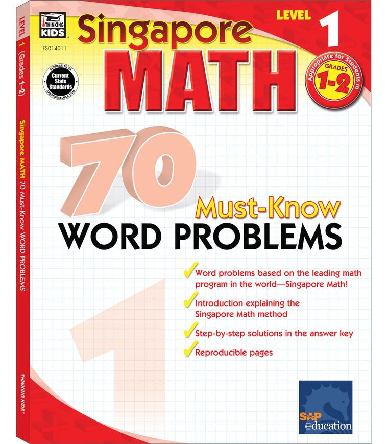 Singapore Math - 70 Must-Know Word Problems Workbook for 1st, 2nd Grade Math, Paperback, Ages 6-8 with Answer Key (Volume 6)