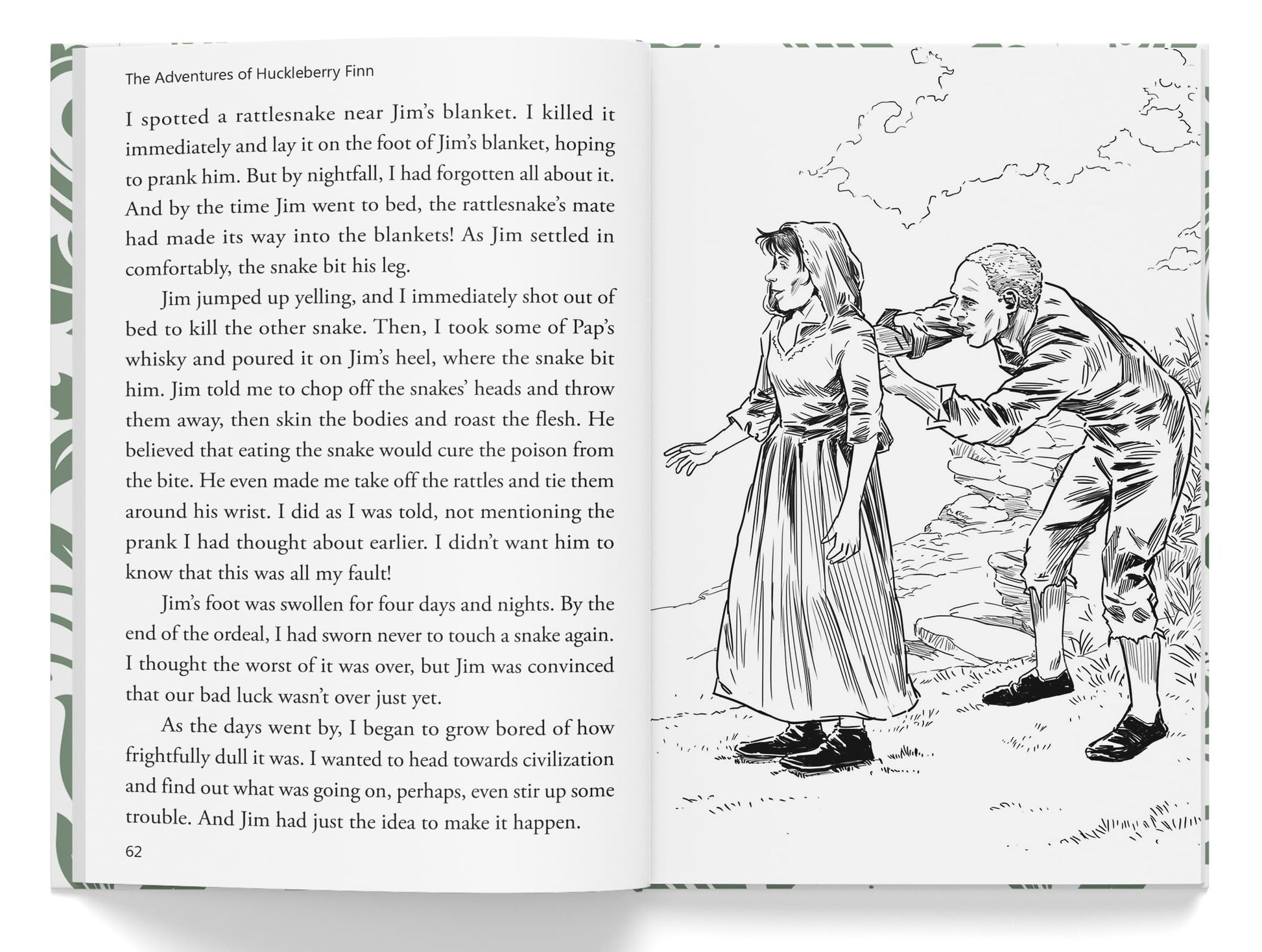 The Adventures of Huckleberry Finn : illustrated Abridged Children Classics English Novel with Review Questions