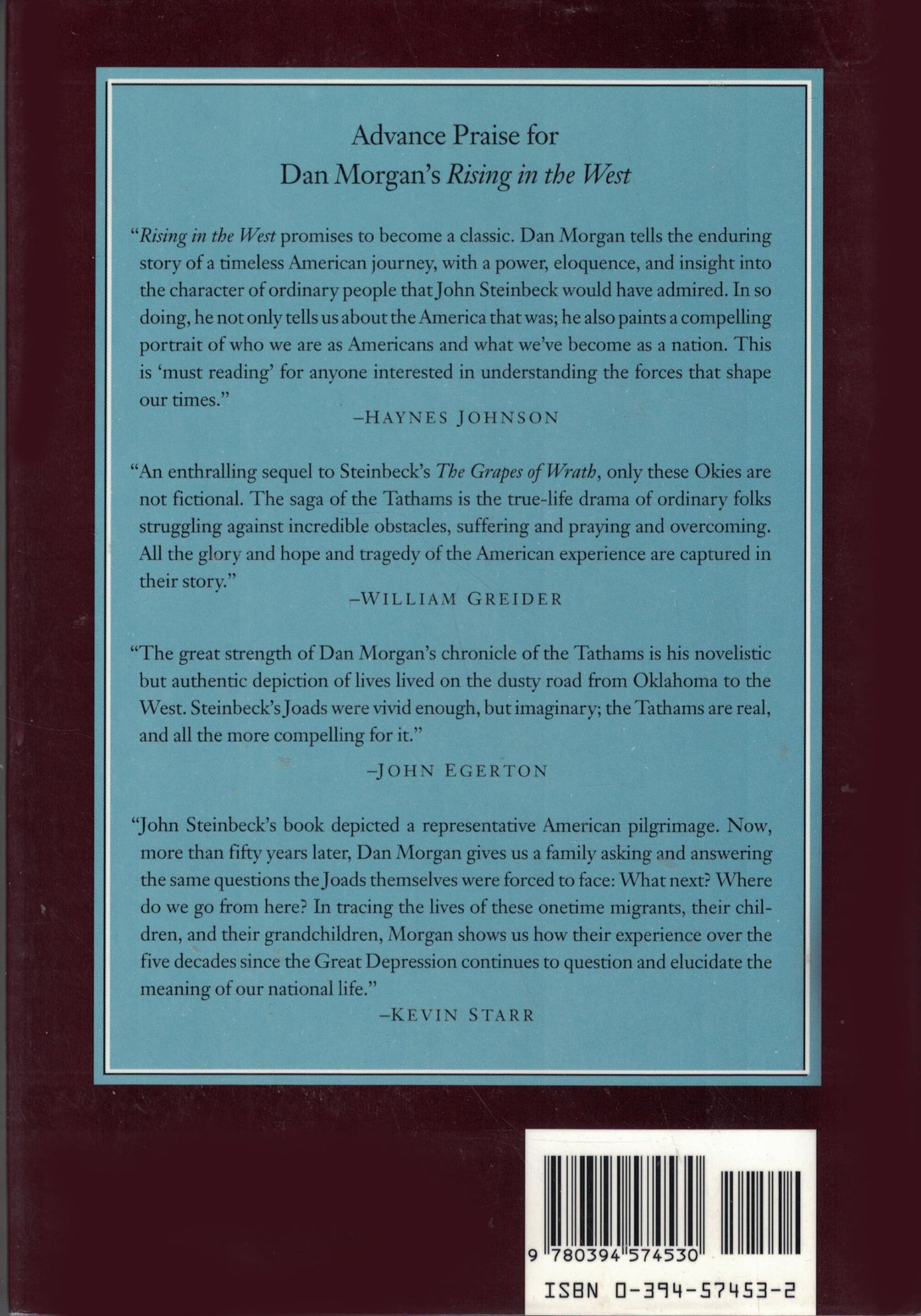 Rising In The West: The True Story Of An "Okie" Family from the Great Depression Through the Reagan Years