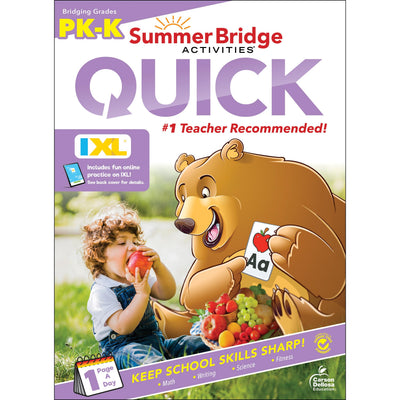 Summer Bridge Activities Quick Preschool to Kindergarten Workbook, PreK & K Toddler Activity Book With Phonics, Math, Fitness, Early Learning Skills, and Handwriting Practice
