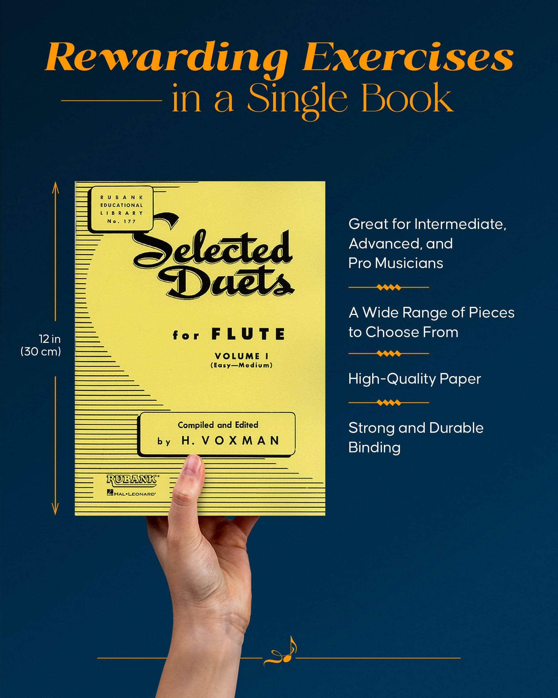 Selected Duets for Flute: Volume 1 - Easy to Medium (Rubank Educational Library, 177) - Flute Music Book for Duet Playing - Flute Learning Materials for Growing Musicians