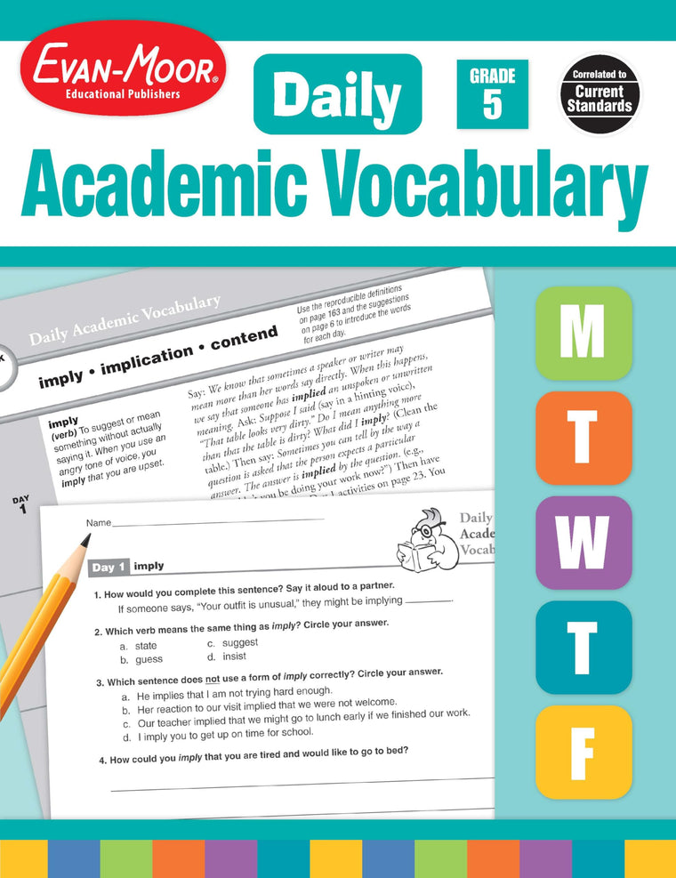 Evan-Moor Evan-Moor Daily Academic Vocabulary Lessons, Grade 6, 36 Weeks of Instruction Give Students an Expanded Vocabulary Activities, Homeschooling ... Resource Workbook, Definitions, Printables