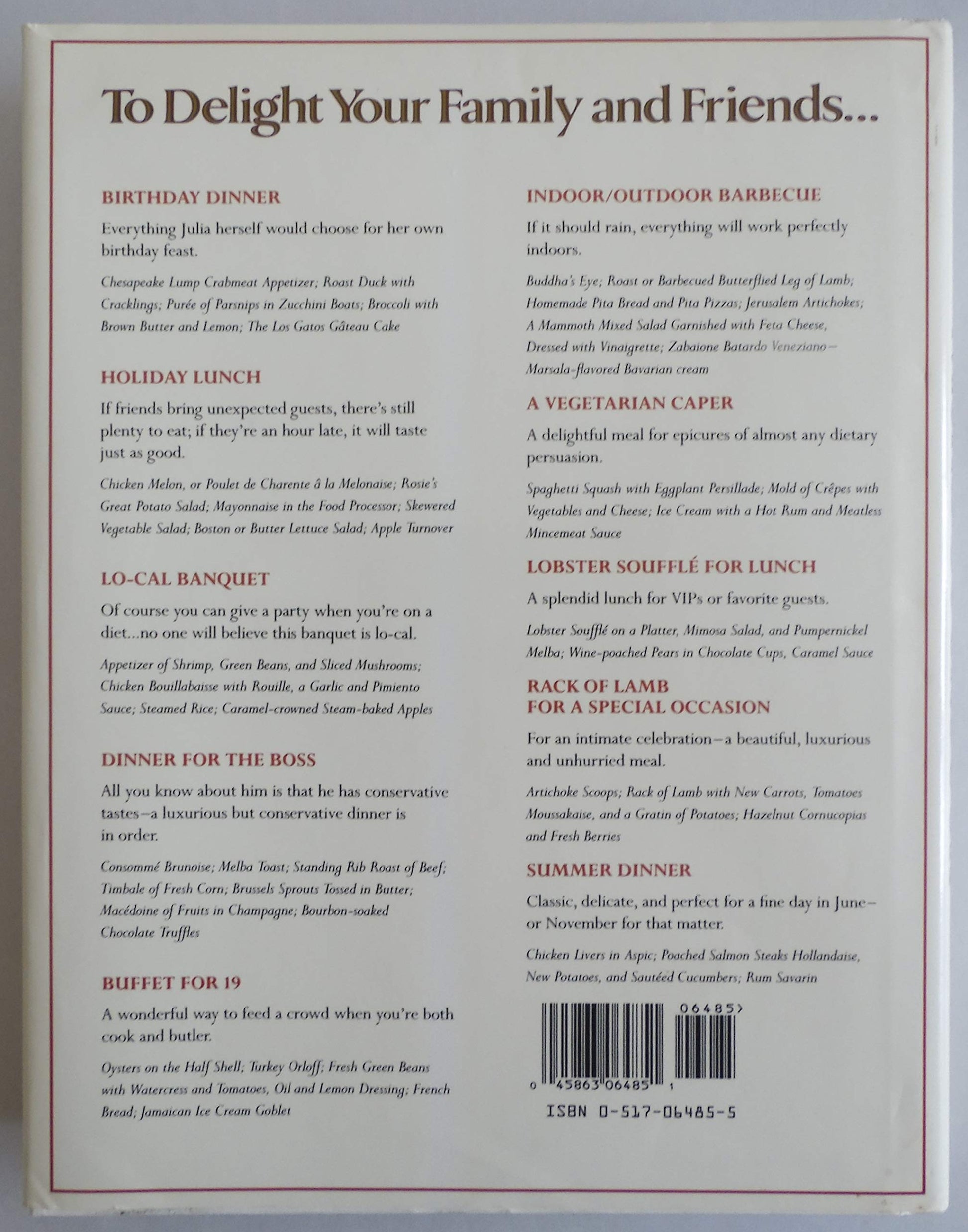Julia Childs Menu Cookbook