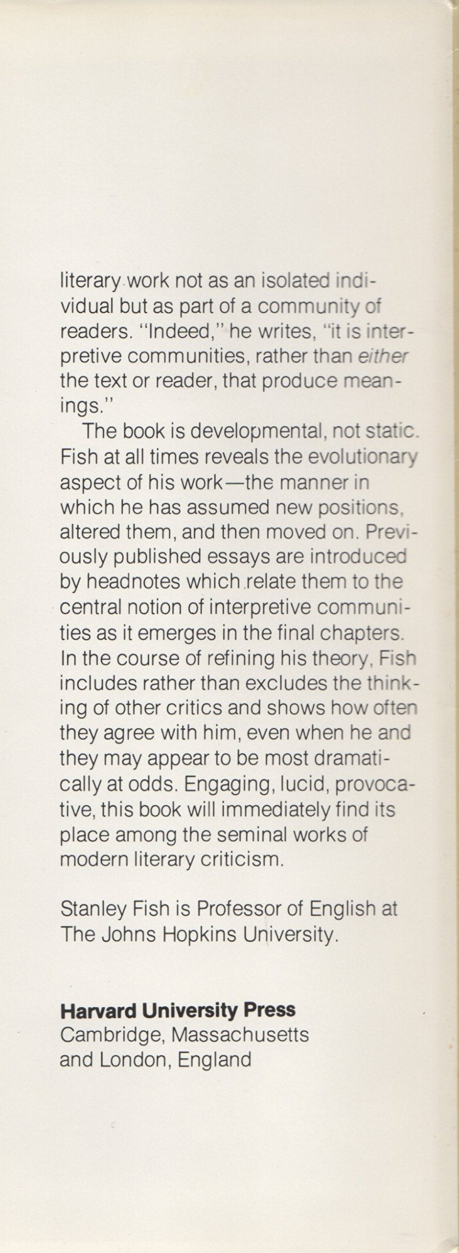 Is There a Text in this Class?: The Authority of Interpretiv