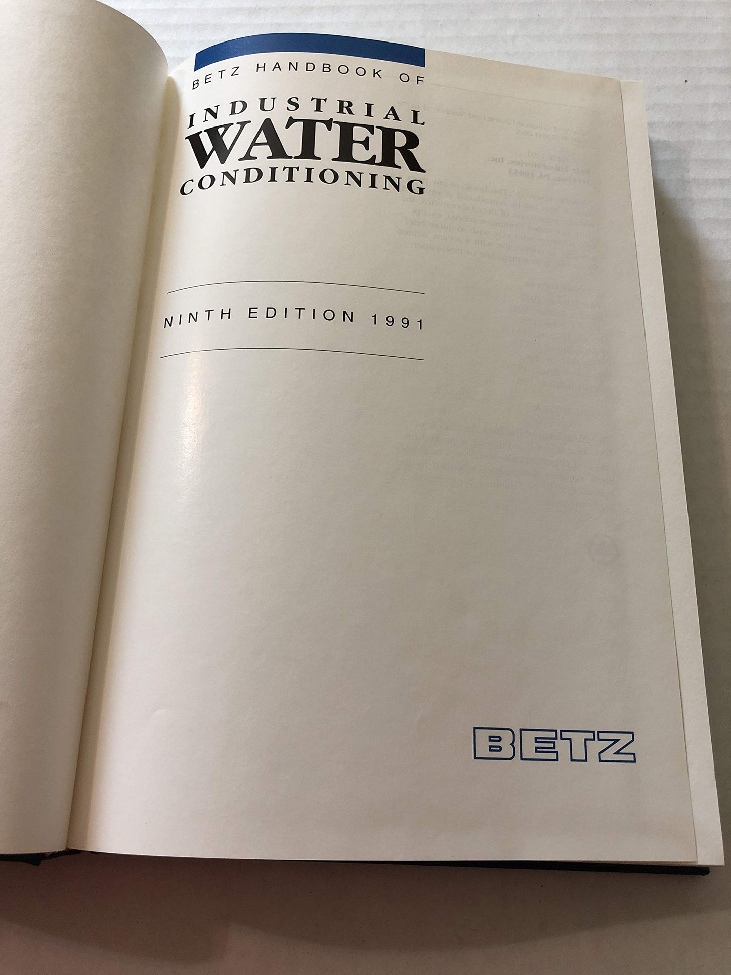 Betz Handbook of Industrial Water Conditioning. 9th Ed