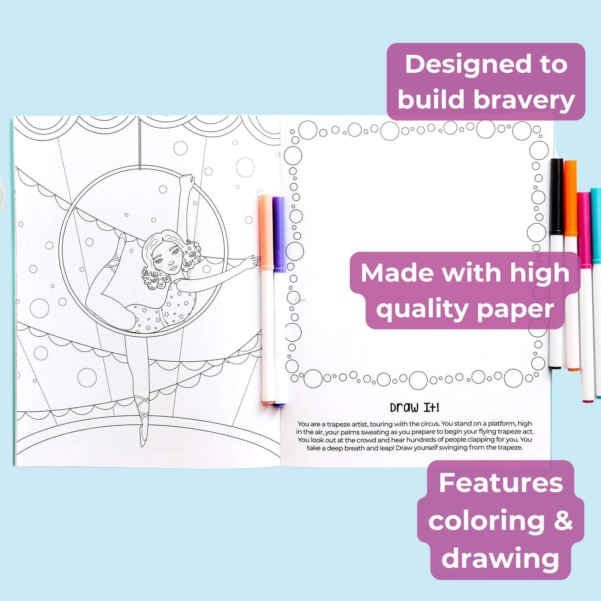 Think Brave! A Coloring & Drawing Adventure Book for Girls - Mess Free for Kids