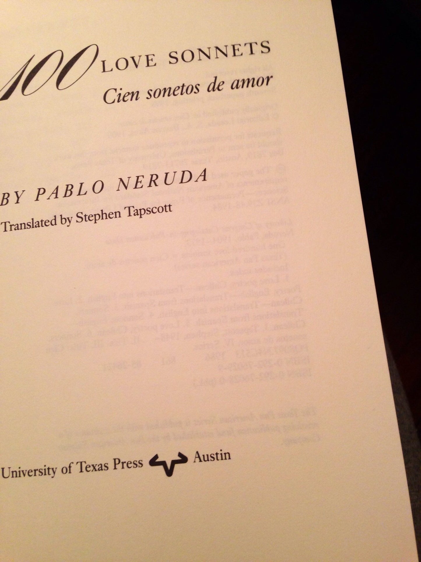 100 Love Sonnets: Cien sonetos de amor (Texas Pan American Series) (English and Spanish Edition)