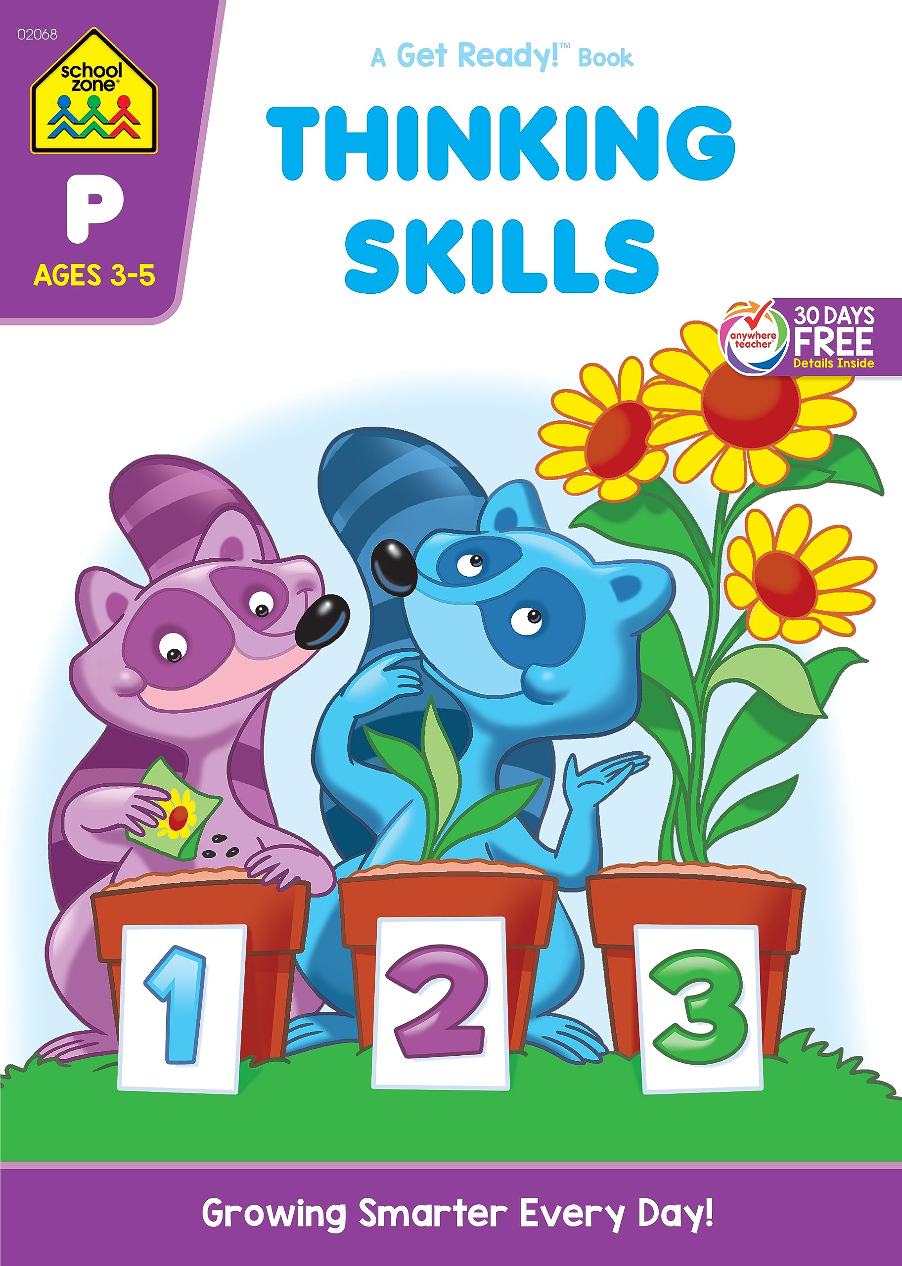School Zone - Thinking Skills Workbook - 32 Pages, Ages 3 to 5, Preschool, Kindergarten, Observation, Problem-Solving, Picture Puzzles, Sequencing, and More (School Zone Get Ready! Book Series)