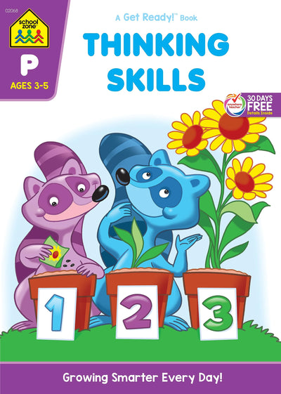 School Zone - Thinking Skills Workbook - 32 Pages, Ages 3 to 5, Preschool, Kindergarten, Observation, Problem-Solving, Picture Puzzles, Sequencing, and More (School Zone Get Ready! Book Series)
