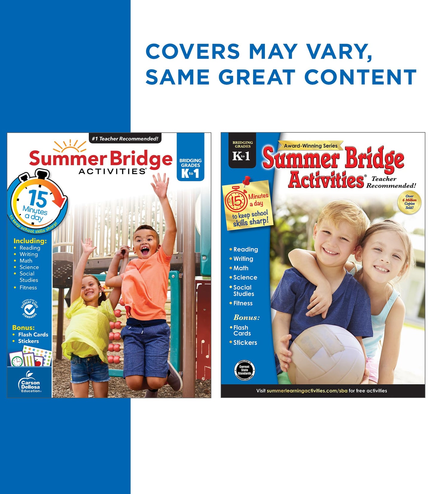 Summer Bridge Activities Kindergarten to 1st Grade Workbooks, Activity Book Ages 4-6 With Math, Phonics, Science, Social Studies, Writing Practice, Fitness, Flash Cards, Stickers, and More (Volume 2)