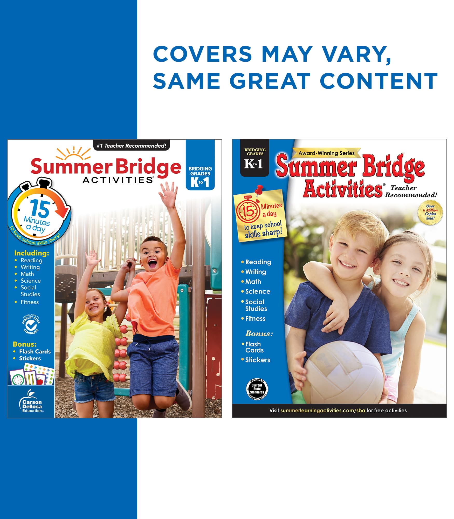 Summer Bridge Activities Kindergarten to 1st Grade Workbooks, Activity Book Ages 4-6 With Math, Phonics, Science, Social Studies, Writing Practice, Fitness, Flash Cards, Stickers, and More (Volume 2)