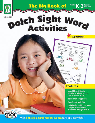 Carson Dellosa Big Book of Dolch Sight Words Activity Book, Kindergarten-3rd Grade Workbook, Practice Identifying Sight Words, ELA Classroom or Homeschool Curriculum