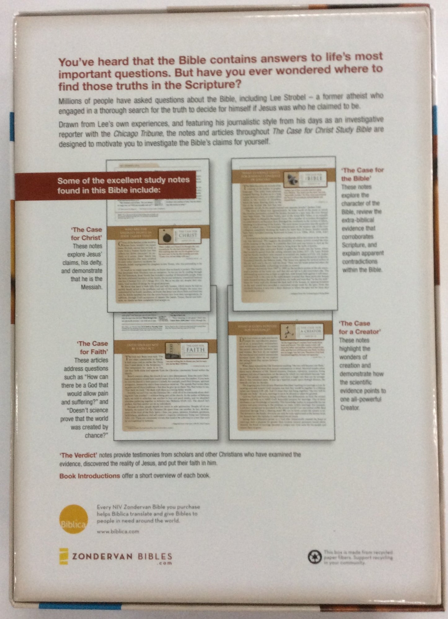 NIV The Case for Christ Study Bible: Investigating the Evide