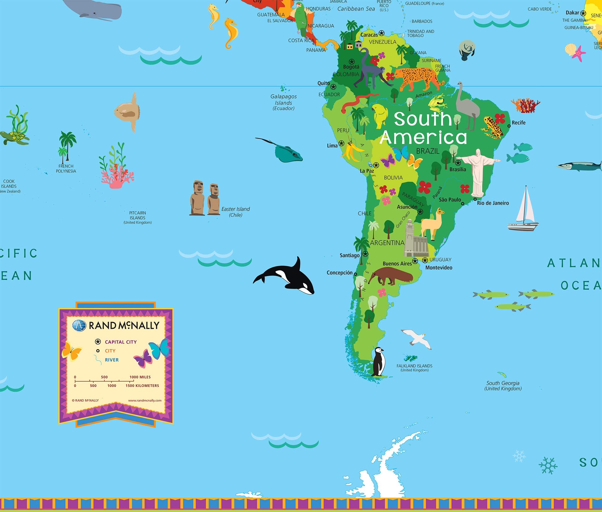 Rand McNally Kids' Illustrated World Wall Map - Paper Rolled