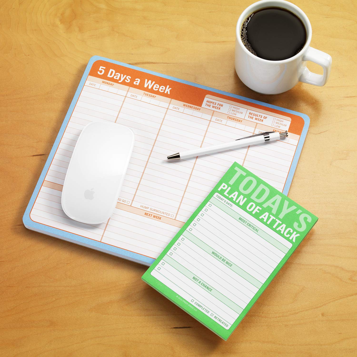 Knock Knock 5 Days a Week Paper Mouse Pad, Weekly Calendar Pad Tear Off & Daily To Do List Pad, 9.5 x 8-inches