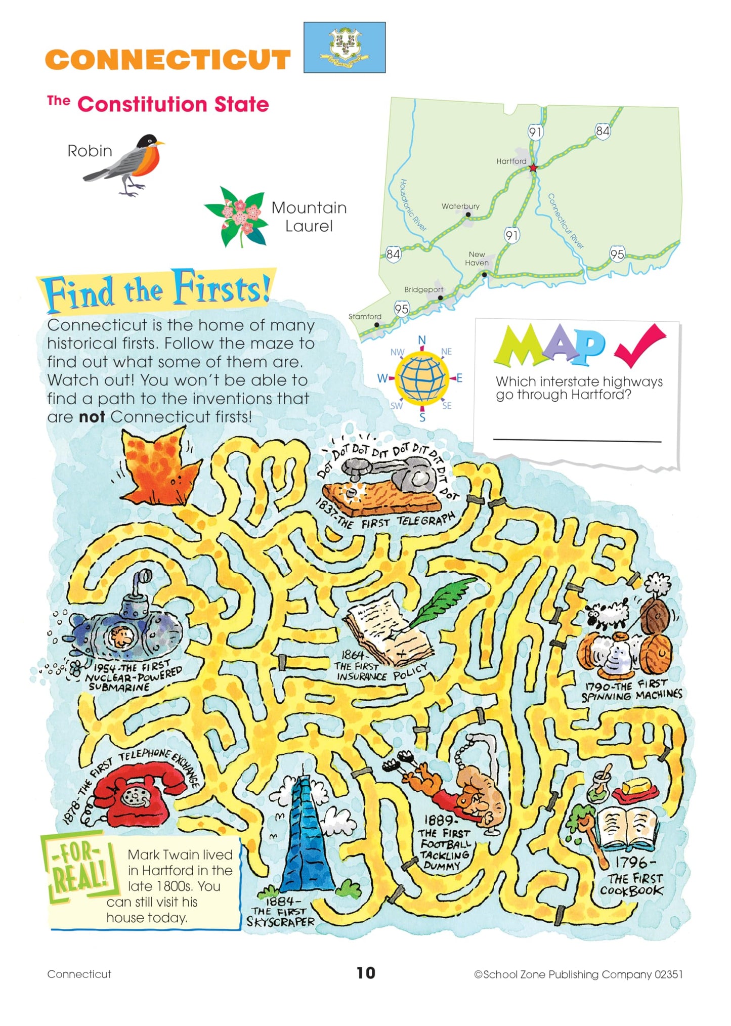 School Zone Travel the Great States Workbook: 64 Pages, 3rd Grade, Geography, Map-Reading, United States, Ages 8+ (Activity Zone Book Series)