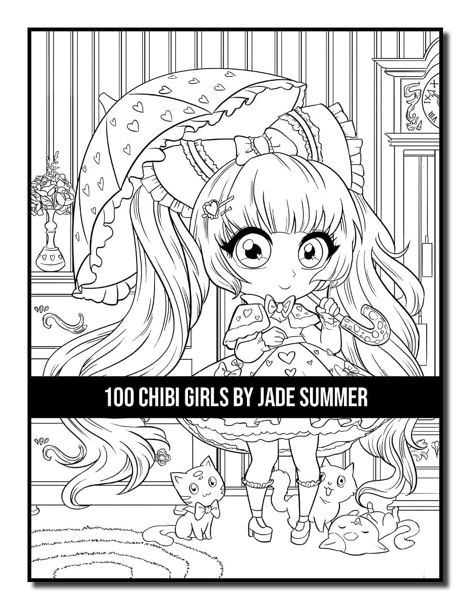 100 Chibi Girls: An Adult Coloring Book Collection with Cute Girls, Fantasy, Horror, Christmas, and More!