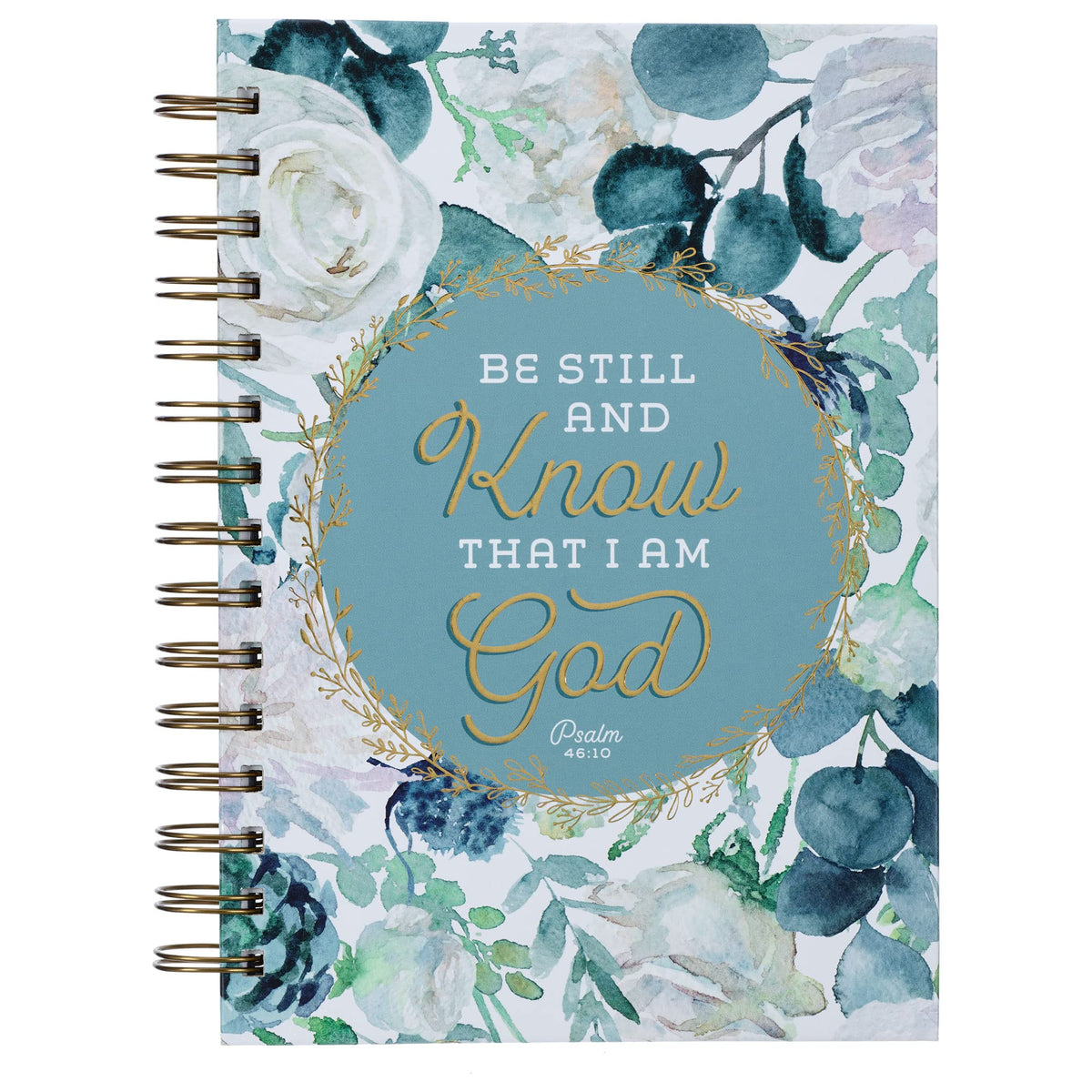 Christian Art Gifts Journal w/Scripture for Women Be Still and Know Ps. 46:10 Teal 192 Ruled Pages, Large Hardcover Notebook, Wire Bound
