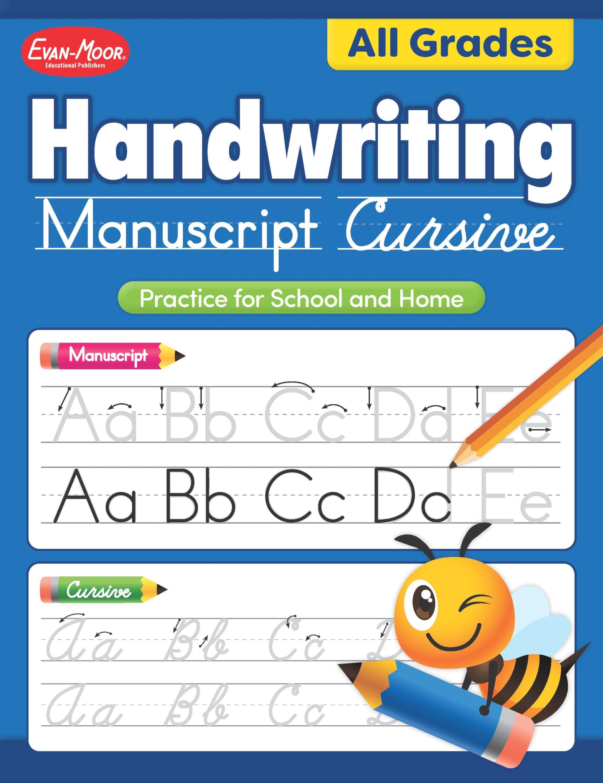 Evan-Moor Handwriting: Manuscript, Cursive, Grades K-8, Workbook, Line-tracing, Pen Control, Learn To Write, Fine Motor Skills, Beginning Cursive, Writing Letters, Sentences, Printing Practice