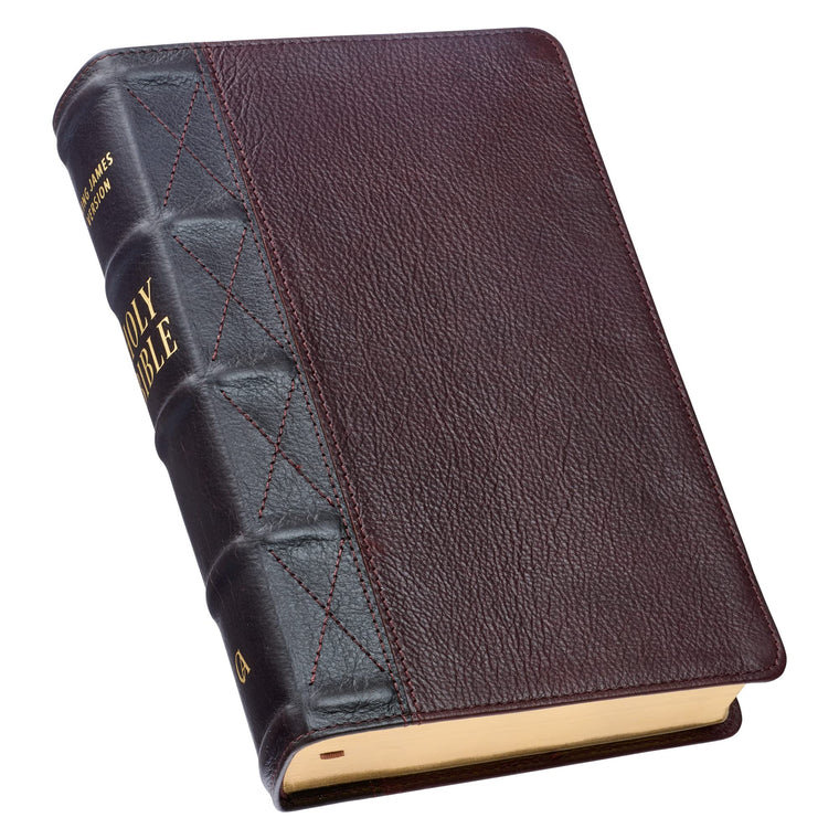 KJV Holy Bible, Giant Print Standard Size Premium Full Grain Leather Red Letter Edition - Thumb Index & Ribbon Marker, King James Version, Burgundy/Mahogany (KJV Standard GP Editions)