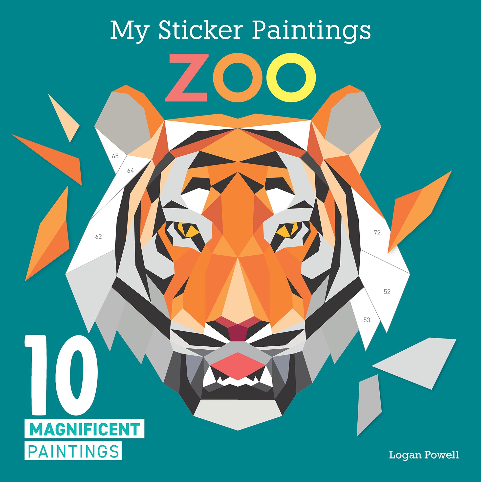 My Sticker Paintings: Zoo: 10 Magnificent Paintings (Happy Fox Books) For Kids Ages 6-10 - Tiger, Wolf, Elephant, Giraffe, and More, with 50-100 Removable, Reusable Stickers per Design