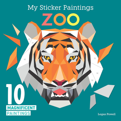My Sticker Paintings: Zoo: 10 Magnificent Paintings (Happy Fox Books) For Kids Ages 6-10 - Tiger, Wolf, Elephant, Giraffe, and More, with 50-100 Removable, Reusable Stickers per Design
