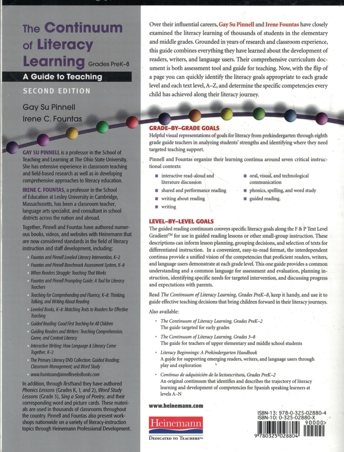 The Continuum of Literacy Learning, Grades PreK-8, Second Edition: A Guide to Teaching