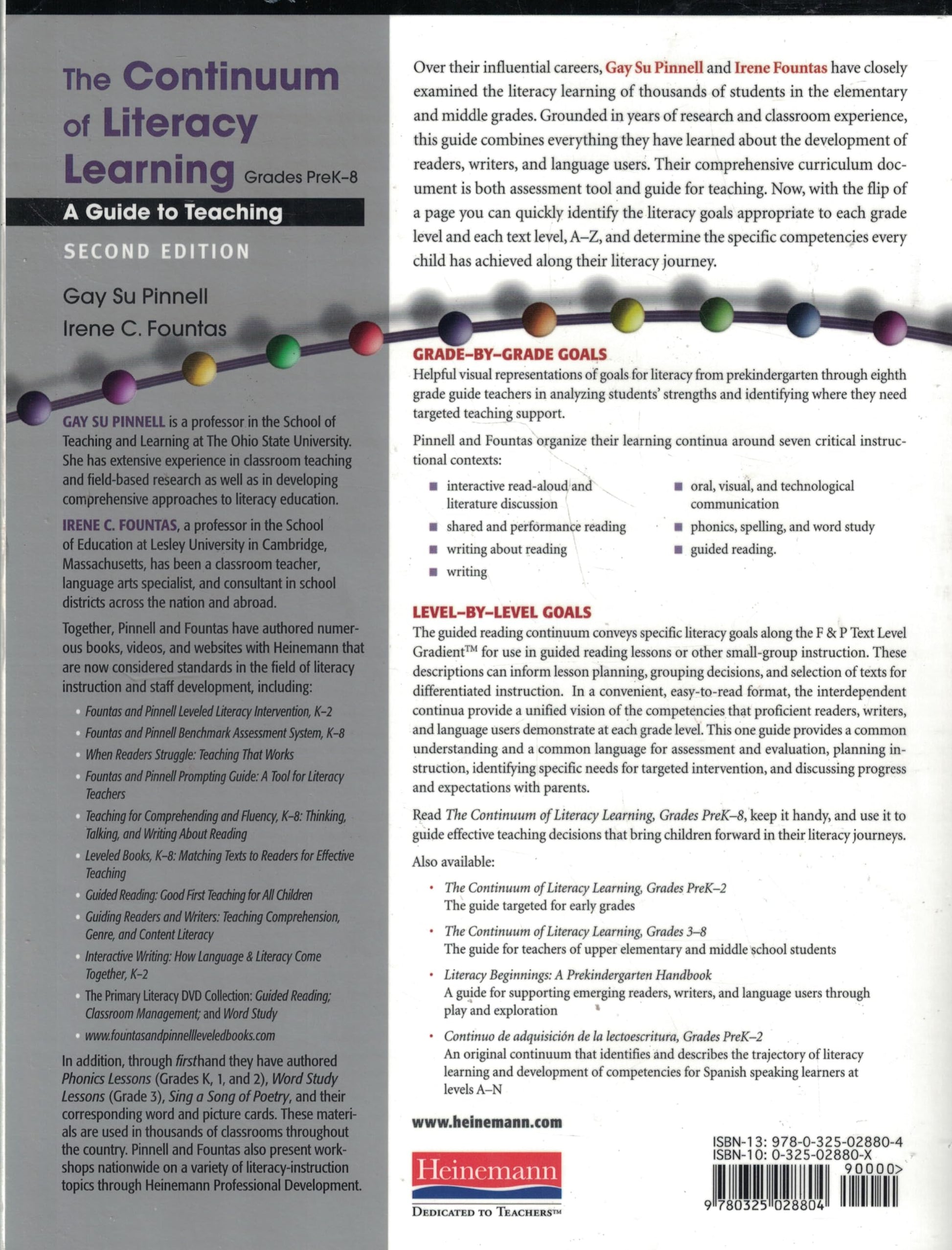 The Continuum of Literacy Learning, Grades PreK-8, Second Edition: A Guide to Teaching