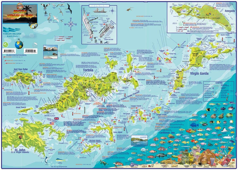 British Virgin Islands BVI Laminated Wall Map