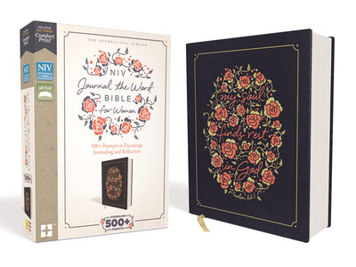 NIV, Journal the Word Bible for Women, Cloth over Board, Navy, Red Letter, Comfort Print: 500+ Prompts to Encourage Journaling and Reflection