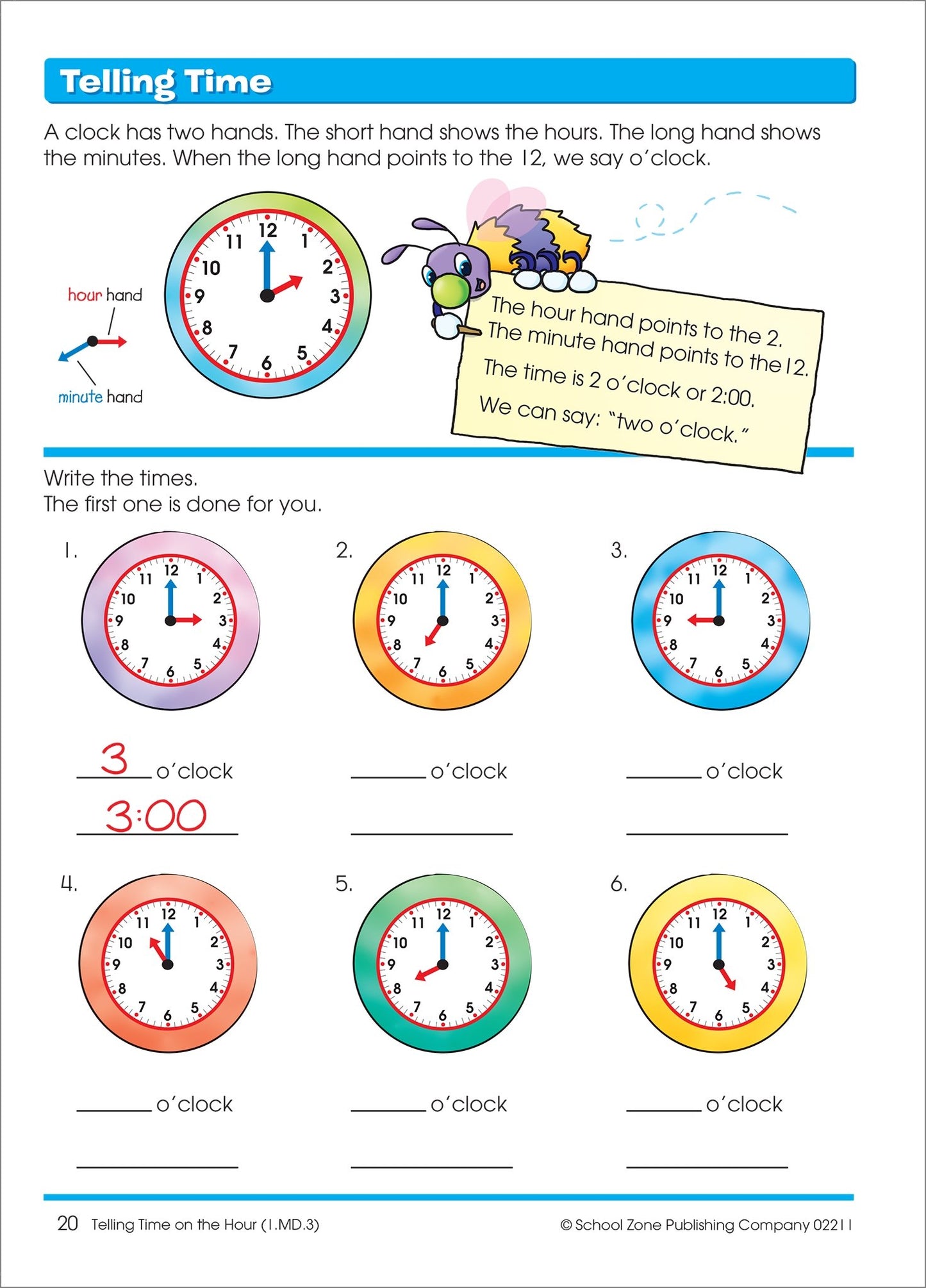 School Zone Time, Money & Fractions Workbook: 64 Pages, 1st Grade, 2nd Grade, Math, Equal Parts, Adding Money, Telling Time, Ages 6 to 8 (I Know It! Book Series)