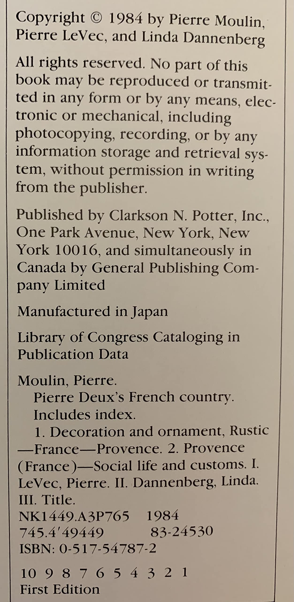 Pierre Deux's French Country: A Style and Source Book