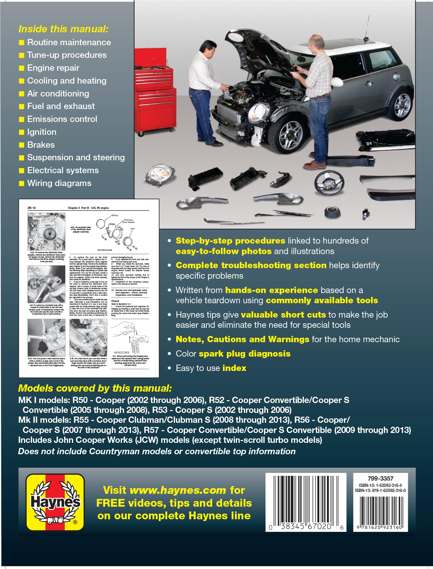 Mini Cooper, Cooper S, Clubman & Clubman S (02-13) Haynes Repair Manual (Does Not Include Countryman Models or Info Specific to Convertible Top)