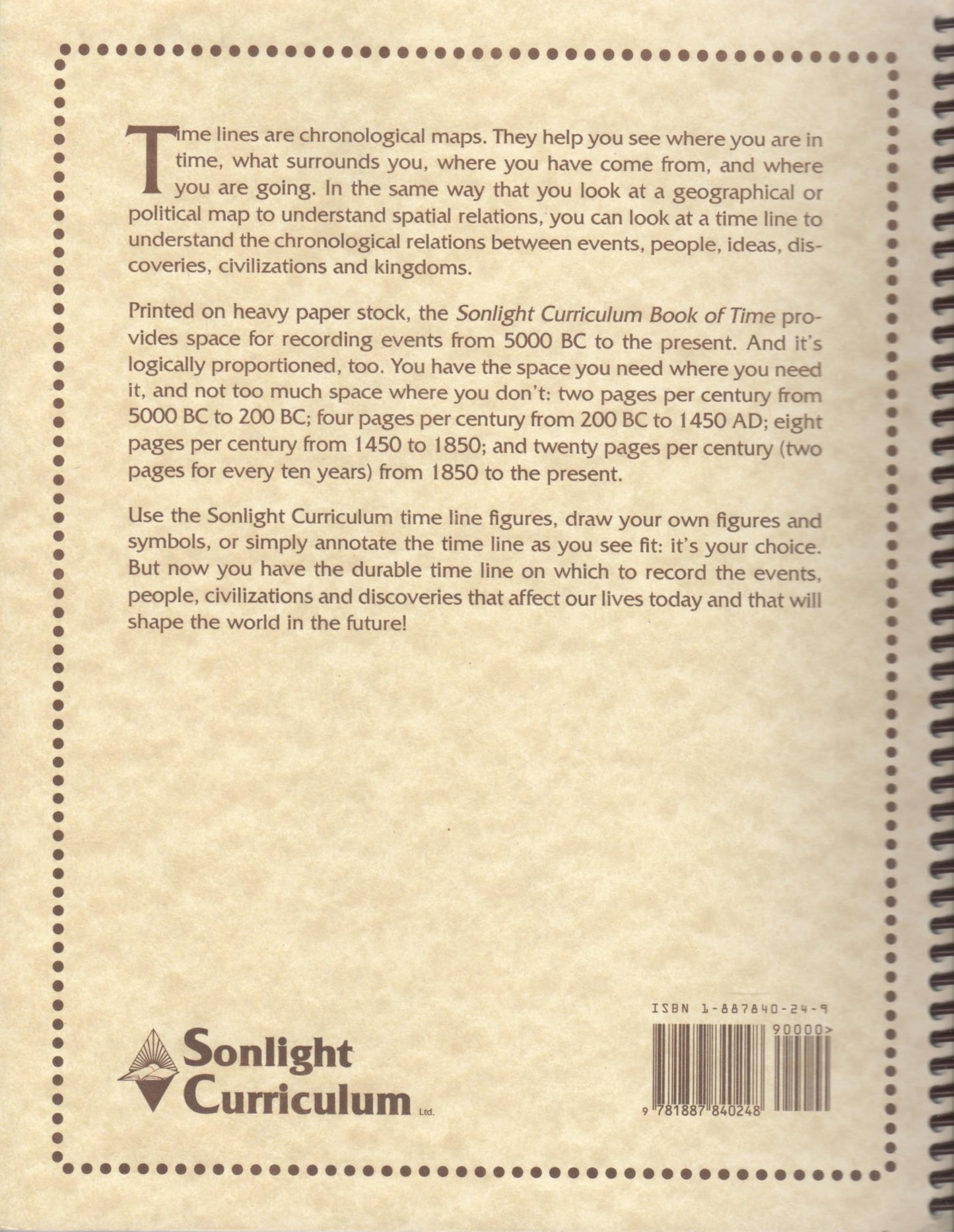 The Sonlight Curriculum Book of Time: A Blank Time Line From 5000 BC to the Present