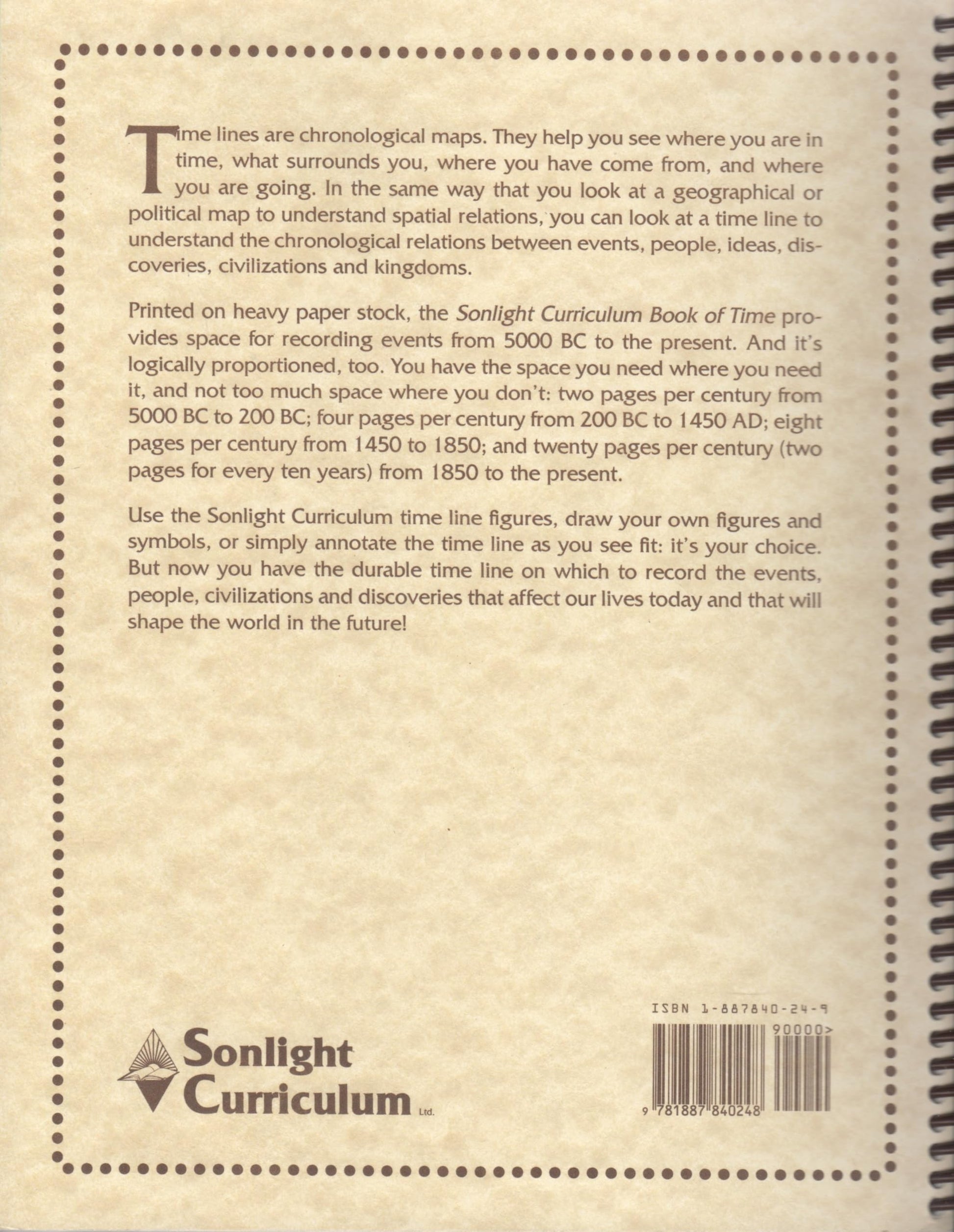 The Sonlight Curriculum Book of Time: A Blank Time Line From 5000 BC to the Present