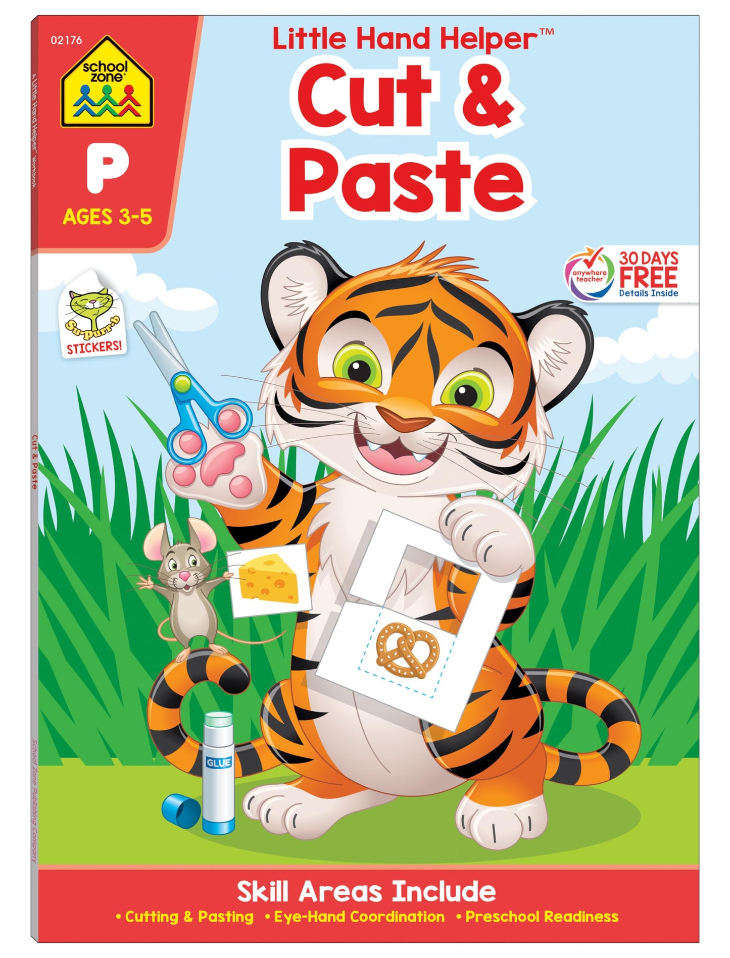 School Zone Cut & Paste Workbook: 32 Pages, Toddler, Preschool, Kindergarten, Learning Activities, Scissor Cutting, Stickers, Counting, Picture Puzzles, Ages 3-5 (Little Hand Helper Book Series)